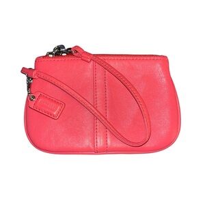 Elegant Pink Coach Leather Wristlet